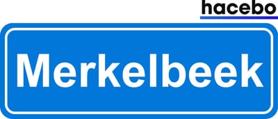 Hacebo - Plaatsnaam Sticker - 29x10 CM - Merkelbeek sticker - Verkeersborden sticker - grappige cadeaus - Merkelbeek