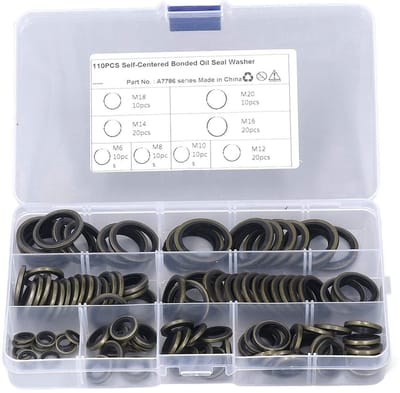 Allecto - Olie Afdichtring - Rubber Afdichting - 110 Stuks - M6 M8 M10 M12 M14 M16 M18 M20 - Geschikt voor Diverse Toepassingen