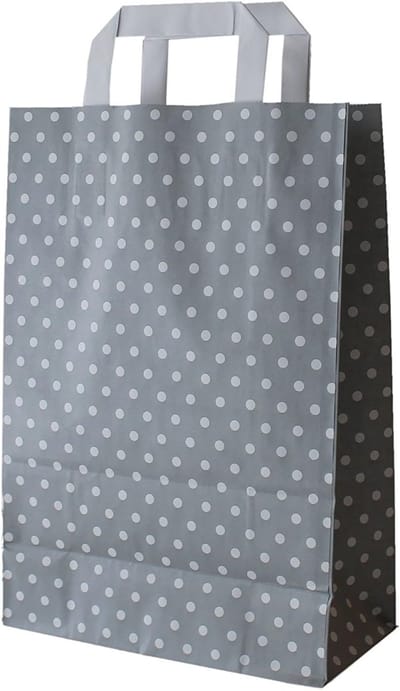 Papieren Draagtassen - Platte Hengsels - Boodschappen Vervoeren - Stevige Constructie - 22x28cm - Grijs