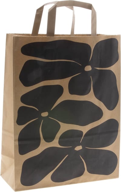 Papieren tasjes 50 stuks Budget - Bruin en Print / Multi colour - A4 25x32x11cm - Cadeautasjes - Papieren tasjes met handvat