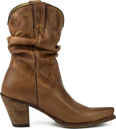 Mayura Boots 1952 Bruin/ Western Fashion Dames Spitse Cowboylaarzen Hoge Hak Gezakte Schacht Soepel Leer Maat EU 37