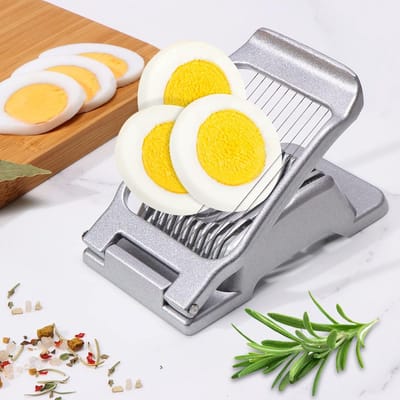 Famanu Eiersnijder Rvs,Metaal Egg Slicer Cutter Multifunctionele Scheidt Egg Chopper Wedger Dicer Salade Snijder,Champignonsnijder,keukenhulp voor het snijden Hard Gekookte Eieren Ham,banaan Snijgereedschap