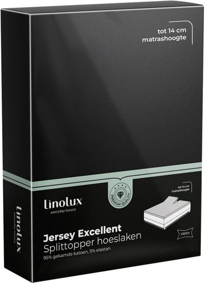 Linolux Hoeslaken Splittopper Jersey Excellent Black 180x200 t/m 200x220