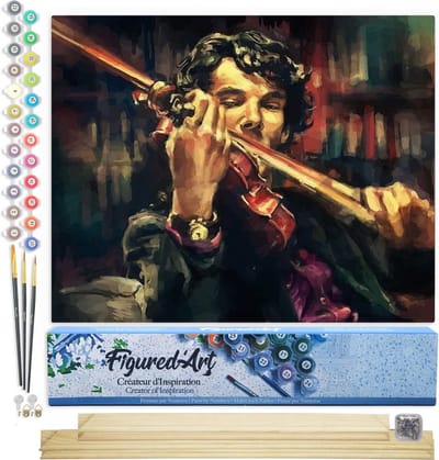 Figured'Art Schilderen op Nummer Volwassenen canvas Violist - Handwerk acrylverf Kit DIY Compleet - 40x50cm met DIY houten lijst