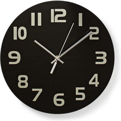Nedis Wandklok - Diameter: 300 mm - Glas - Zwart