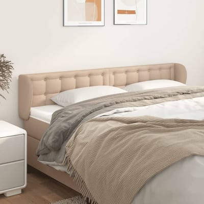 vidaXL - Hoofdbord - met - randen - 203x23x78/88 - cm - kunstleer - cappuccinokleur