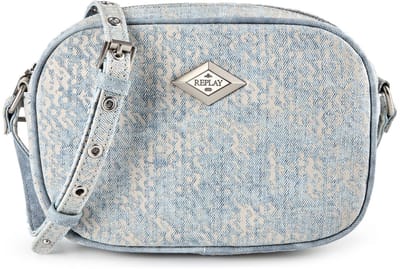 REPLAY schoudertas Crossbody Bag Bleach Denim + Cream White Lichtblauw