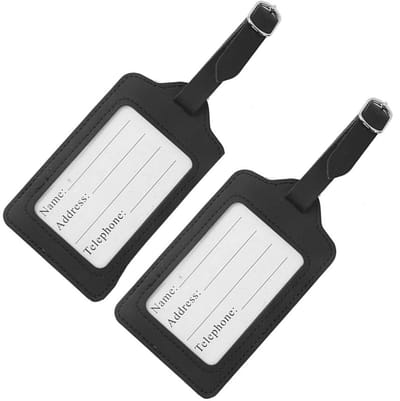 Dailygoody - Bagage Tag - Reisaccessoires - Stijlvol en praktisch - Zwart kunstleer - ID Labels - Perfect voor vakantie en reizen