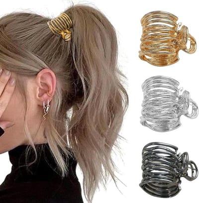 Dailygoods- Paardenstaart Clip - Hoge Paardenstaart Houder - Antislip Haarclips - Lichtgewicht Klauwclips - 3 cm Metalen Clips - Verkrijgbaar in Goud/Zilver/Zwart - Haarklem