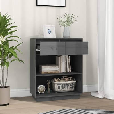 vidaXL - Wandkast - 60x34x75 - cm - massief - grenenhout - grijs