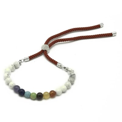 925 Zilveren Vergulde Edelsteen Koninklijke Rode Draad Armband - Witte Howliet Chakra