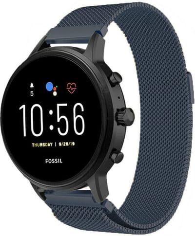 Strap-it Milanees smartwatch bandje - geschikt voor Fossil Gen 5 / Gen 5e 44mm / Gen 6 44mm - grijs