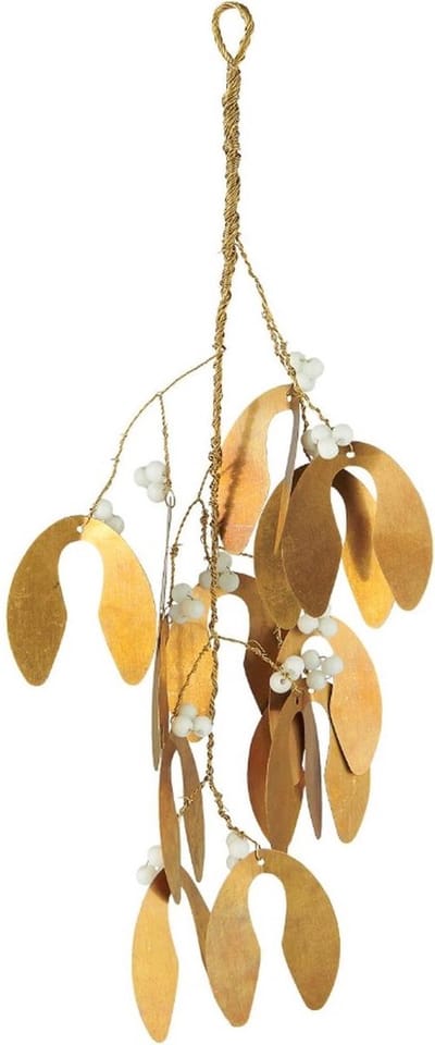 IB Laursen Mistletoe kersthanger Messing & Witte Parels 30cm