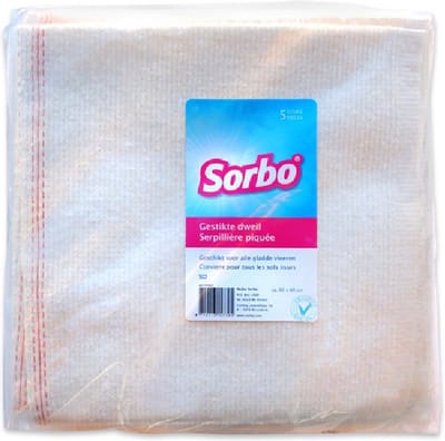 Sorbo katoenen vloer dweilen - wit - 5x stuks - schoonmaakdoeken - 60 x 60 cm