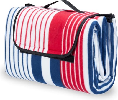 Picknickkleed XXL 200x200 cm - Waterdicht Picknickkleed - rood/blauw - Draagbare en Wasbare Picknickdeken met Handvat - Zandvrij Buitenkleed voor Strand, Camping, Park, Tuin, Wandelen, Barbecue en Picknick - Opvouwbaar Picknickkleed - Gewatteerd