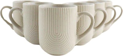 OTIX Koffiekopjes - Met Oor - Set van 6 - Koffietassen - Cappuccino Kop - Theemok - 300ML - Aardewerk - TEAK