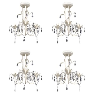 vidaXL - Kroonluchters - kristal - 4 - st - elegant - wit