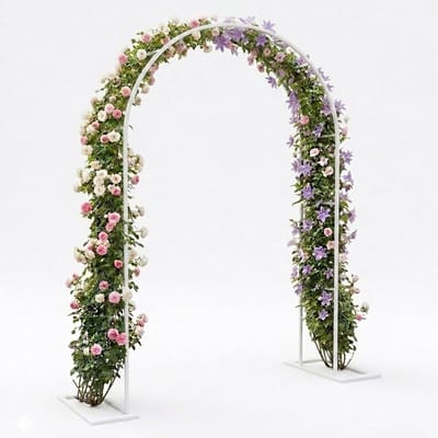 Rozenboog Metaal - Tuinboog Klimhulp - Planten Ondersteunen - Robuuste Constructie - 180 x 220 cm - Wit