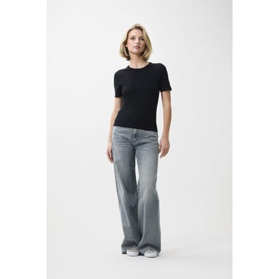Catwalk Junkie Ribbed Tee Tops & T-shirts Dames - Shirt - Zwart - Maat 34