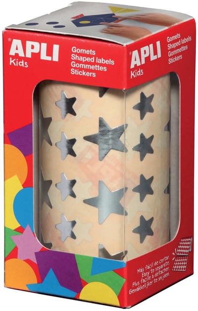 Apli Kids stickers op rol | ster | 2360 stuks | metallic zilver