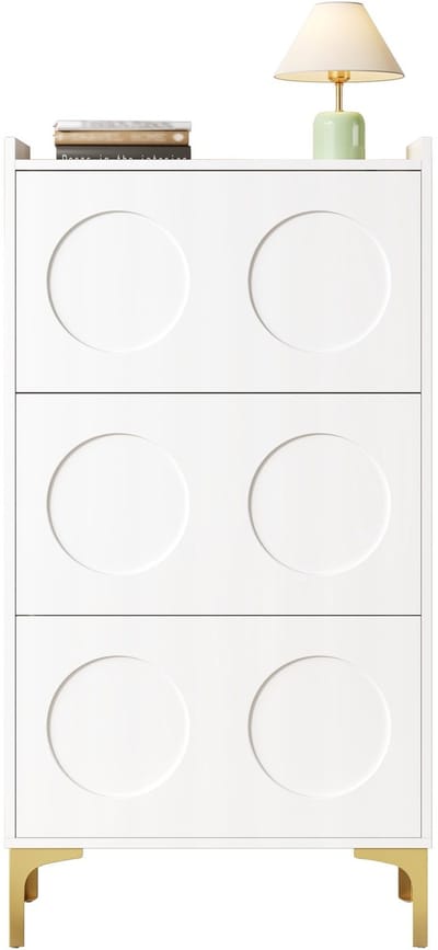 Moderne Schoenenkast-In Wit-Drie Laags Design-Grote Opbergruimte met Stabiele Metaalpoten-Ruimtebesparend voor de Hal-Wit