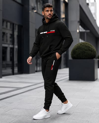 Trainingspak Heren – Hoodie Heren – Sportbroek Heren – Sportkleding Heren – Zwart FUTURE Design - XXL