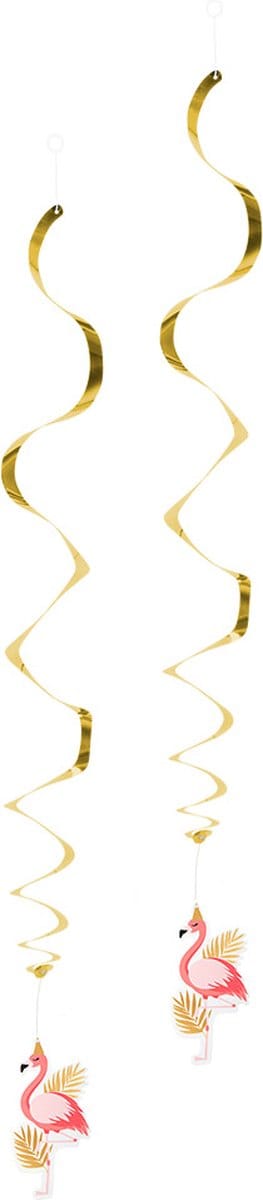 Boland - Set 2 decoratieswirls Flamingo - Flamingo - Tropisch - Zomer - Themafeest - Verjaardag