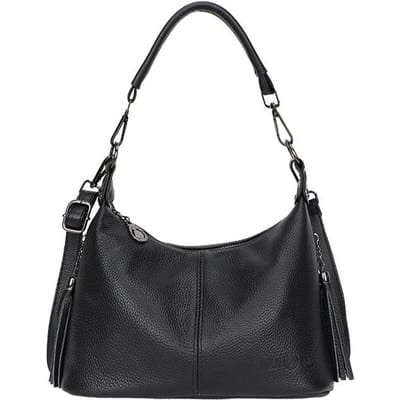 Echt Leer Dames Tassen Mode Kwast Dames Handtassen Crossbody Tassen Dames Effen Kleuren Satchel Grote Capaciteit black