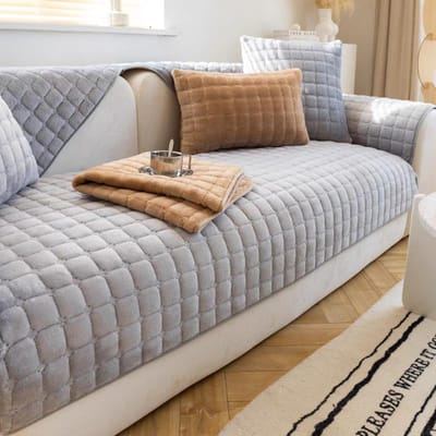 Verdikte Flanel Bankkussen Eenvoudig Ruitjespatroon Fluweel Pluche Antislip Kussen Leer Stofdicht Woonkamer Bankovertrek Armleuning Handdoek 70x70cm 1pcs