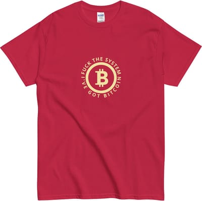 F*ck the System Bitcoin Tshirt - Dames Heren - Crypto Statement - Rood - L