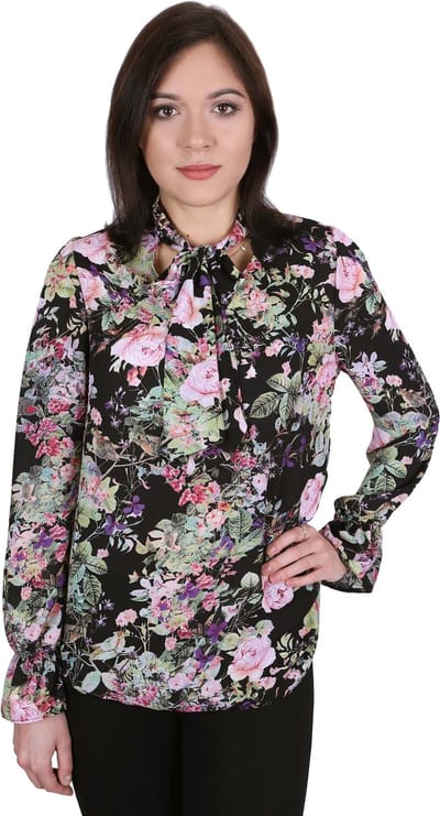 Zwarte blouse met bloemen JOHN ZACK