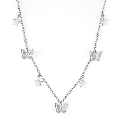Lumici® | ButterFly Shiny Star Ketting - Schijnende Ster Vlinder Ketting - Bloemen - Nacht - Ster - Necklace - Zomer - Buitenleven - Lente - Lucht - Heelal - Cadeau Voor Vrouwen - Moederdag Cadeau - Valentijn - Liefde - Verrassing - Goud & Zilver