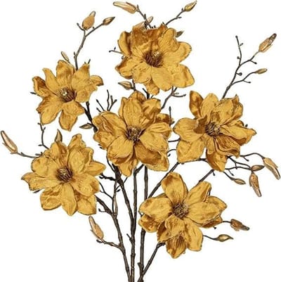 CE Magnolia Decoratieve Kunstbloem Set - 76 cm - Fluweel - Set van 3