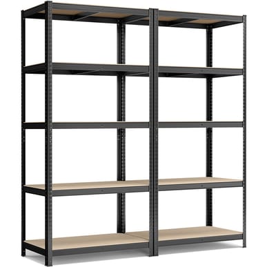 Opbergrek 2-delige set staand opbergrek met 5 lagen planken, stevig metalen frame, elke plank kan tot 120 kg dragen, geschikt voor garage, kelder en keuken, 50 x 100 x 200cm, zwart .