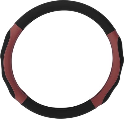 Stuurhoes voor auto met een diameter van 36,5-37,9 cm, beschermend kunstleer in zwart en wijnrood, 1 stuk