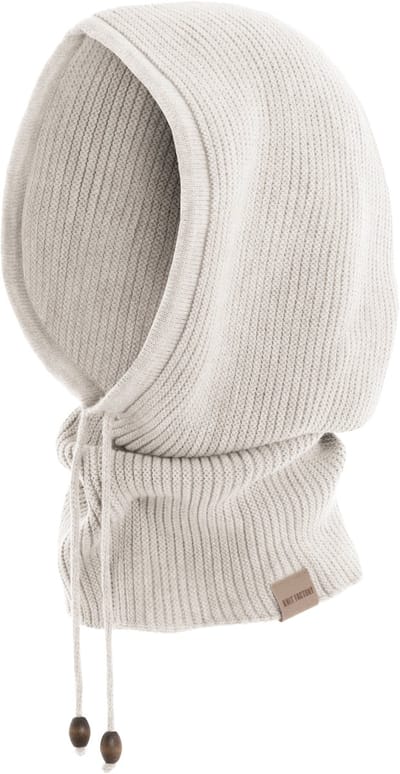 Knit Factory Evy Colsjaal met capuchon - Beige - One Size