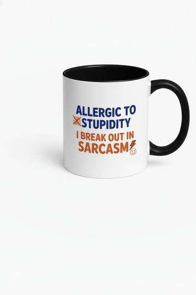 Allergic to Stupidity Mok - Grappige Koffiemok voor Sarcasm Liefhebbers