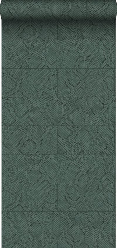 Origin Wallcoverings behang tegelmotief met slangenprint petrolblauw - 347788 - 0,53 x 10,05 m