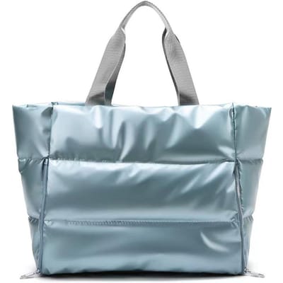 Trousse de toilette de voyage de grande capacité, sac fourre-tout de plage en PU imperméable, sacs à main à bandoulière pour femmes bleu