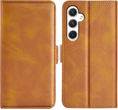 MobyDefend Hoesje - Geschikt voor Samsung Galaxy S24 - Luxe Wallet Book Case (Sluiting Zijkant) - Lichtbruin