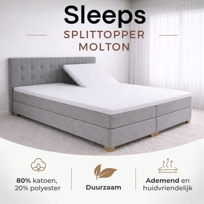 Sleeps Splittopper Molton Hoeslaken Stretch - 120x200 cm - Matrasbeschermer - Split Enkel
