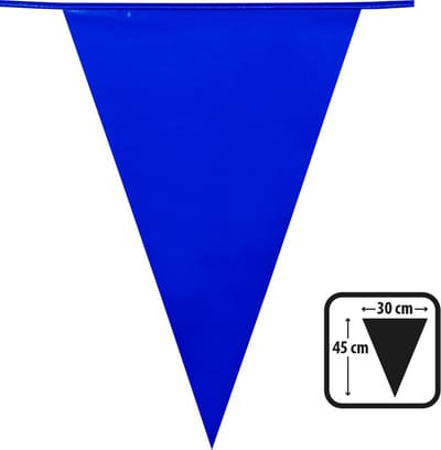 plastic reuze vlaggenlijn - Blauw - 10 meter