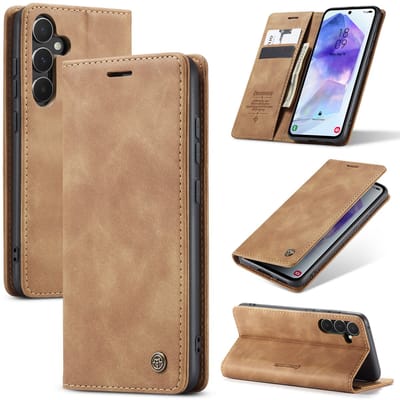 Casemania Hoesje Geschikt voor Samsung Galaxy A26 - Sienna Brown - Dunne Portemonnee Book Case - Slim Wallet Case met Pasjeshouder