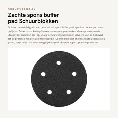 Dailygoods- Sponskussen 125mm - Zachte Polijstpad - Antivibratie - Demping - Geschikt voor Polijstmachine - 12 mm Dikte
