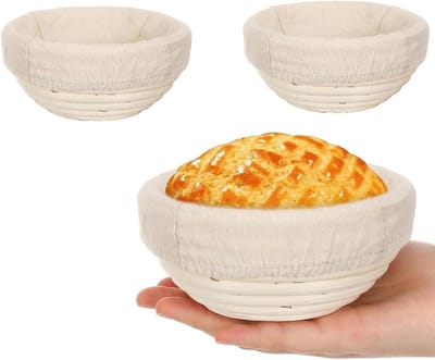 Brood Proefmand - Deegmand Rijsmand - Zuurdesem Bakken - Natuurlijk Rotan Materiaal - 3 Stuks 13 cm - Natuurlijk