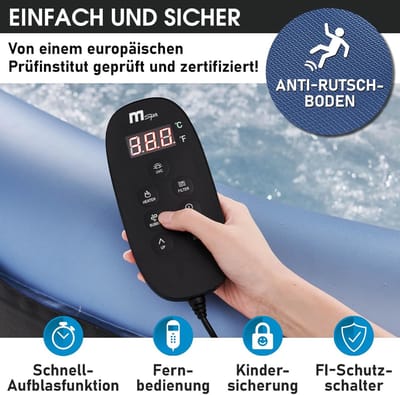 Opblaasbare Whirlpool 4-8 Personen Ø224 x 70 cm – Luxe AirJet Spa met 144 Bubbeljets, UVC Desinfectie, 2100W Verwarmingssysteem, Timer & Isolerende Cover – Outdoor/Indoor Jacuzzi Rond – Laura