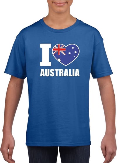Blauw I love Australie supporter shirt kinderen - Australisch shirt jongens en meisjes 110/116