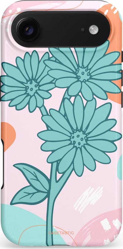 Casetastic hoesje geschikt voor Apple iPhone Air - MagSafe - Dubbellaagse bescherming - Roze Oranje Bloemen - Fashion Case - Mintgroen Lichtroze Perzik