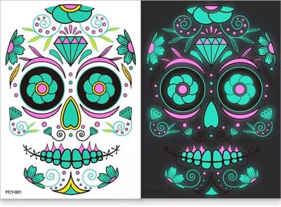 Akyol - Glow in the dark skelet tattoo - tattoo glow in the dark - halloween tattoo - 1 vel - Glow in the dark – skelet tattoo – stickers - tattoes - accessoires – Glow in the dark tattoo
