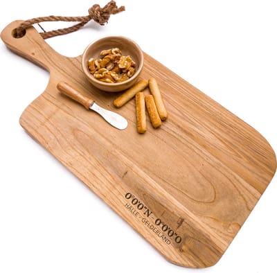 Serveerplank HALLE - GELDERLAND met exacte coördinaten | Persoonlijk cadeau | Hout 40x18cm | Tapasplank van Jouw Plaats!